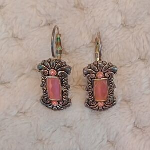 Vintage-Inspired Pink and Silver Earrings